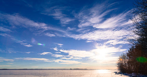 istock Blue sky under the lake in winter 465289442