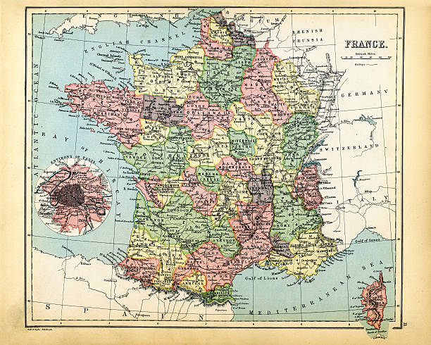 istock Antique Map of France 1897 465292640