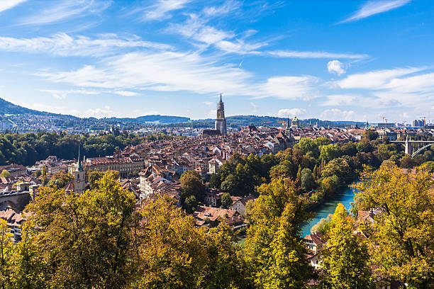 istock Panorama view of Berne old town from mountain top 465292870