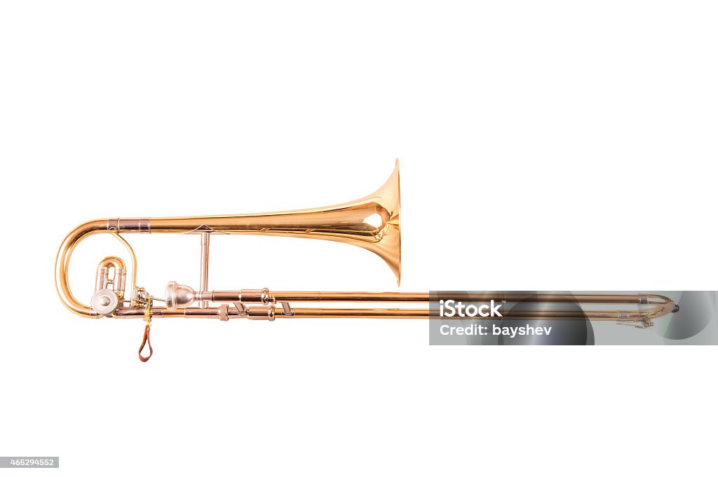 High trombone One Trombone alto on white background 2015 Stock Photo