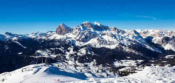 A view of the group of Tofane above the valley of Cortina d'AmpezzoA view of the group of Tofane and mount Cristallo above the valley of Cortina d'Ampezzo