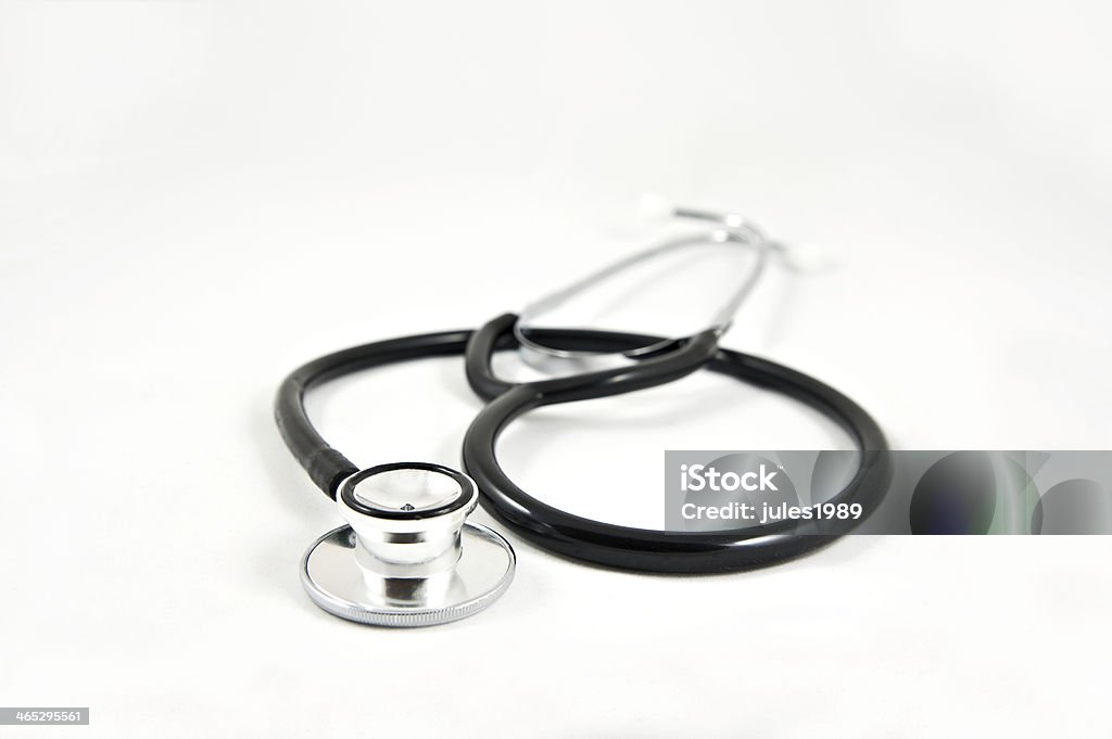 Medical Stethoscope A medical stethoscope isolated on white background Chrome Stock Photo