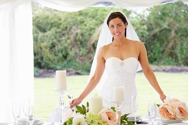 istock Portrait Of Bride In Marquee At Reception 465296041