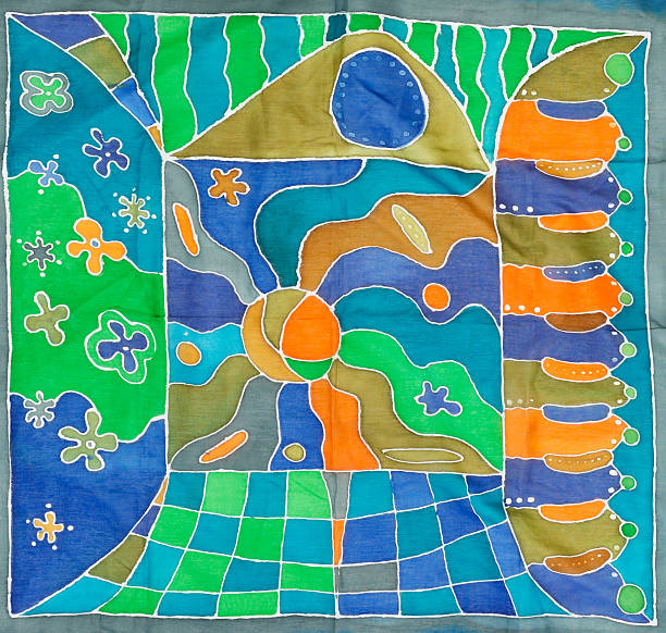 ilustrações, clipart, desenhos animados e ícones de padrão abstrato em seda feita à mão batik - backgrounds canvas cold color image