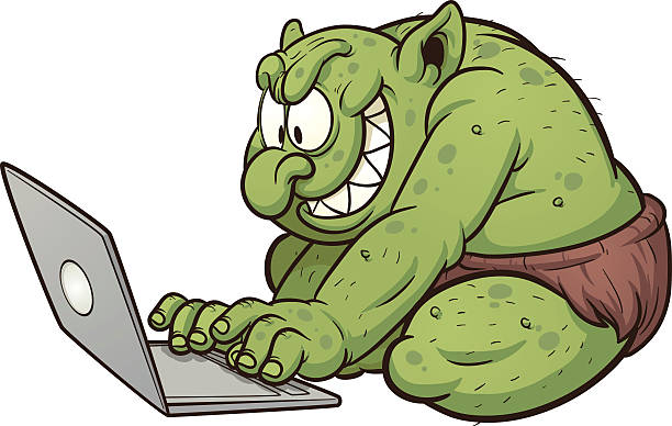 bildbanksillustrationer, clip art samt tecknat material och ikoner med a cartoon showing an internet troll - troll