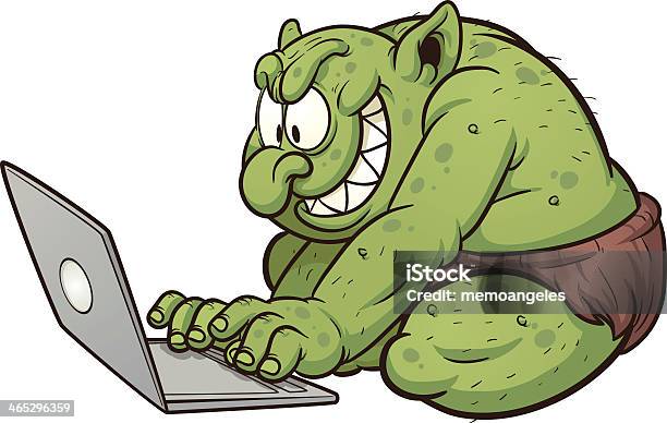 A Cartoon Showing An Internet Troll Stock Illustration - Download Image Now - Troll - Fictional Character, Green Color, Fat - Nutrient