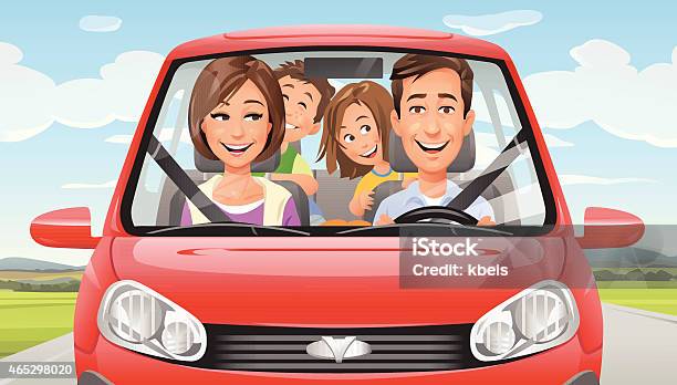 Family On A Road Trip Stock Illustration - Download Image Now - Family, Car, Cartoon