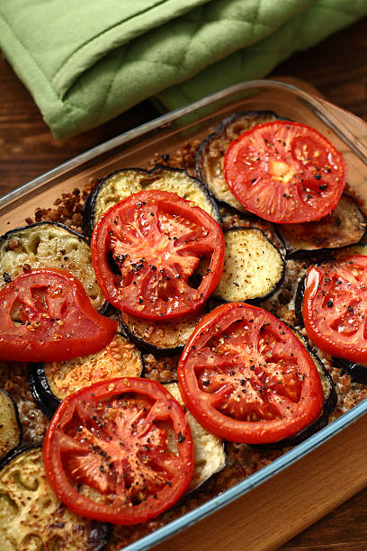 istock Roasted Eggplant with Tomato and Buckwheat Groats 465299569