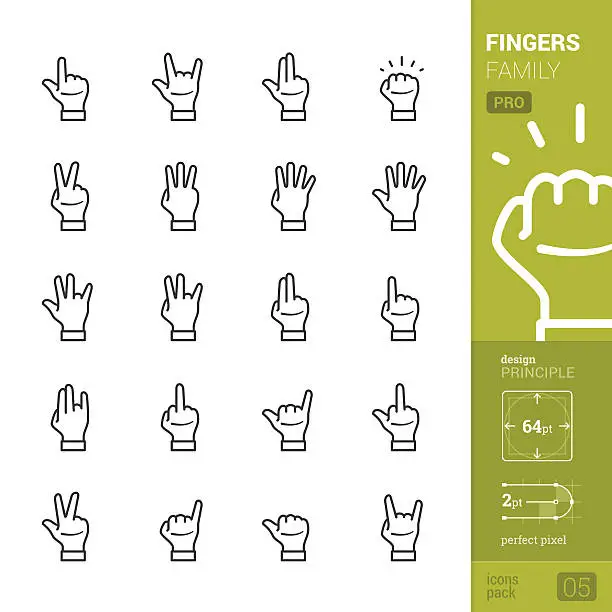 Vector illustration of Fingers family vector icons - PRO pack