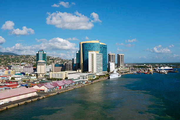 Port of Spain in Trinidad and Tobago King's Wharf - view from ship- in Trinidad and Tobago trinidad culture stock pictures, royalty-free photos & images