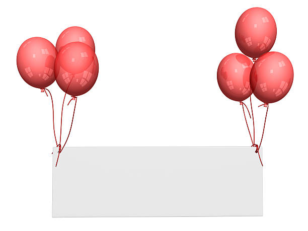 red balloons with name-plate stock photo