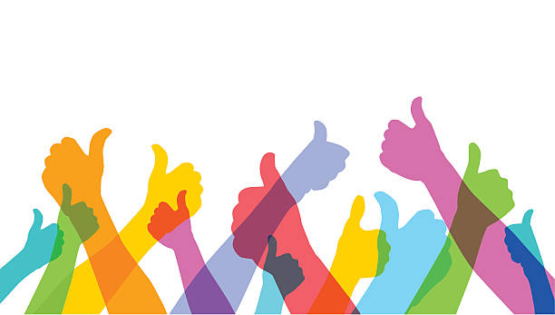 Thumbs up Colourful overlapping silhouettes of hands doing a thumbs up. EPS10 file best in RGB, CS5 and CS3 versions in zip yes no icon stock illustrations