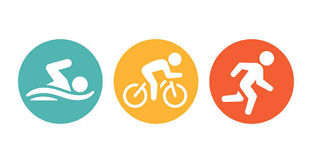 triathleten symbole - triathlet stock-grafiken, -clipart, -cartoons und -symbole