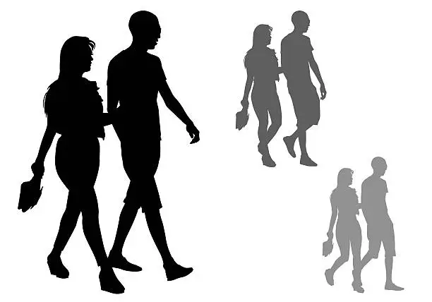 Vector illustration of couple on a walk