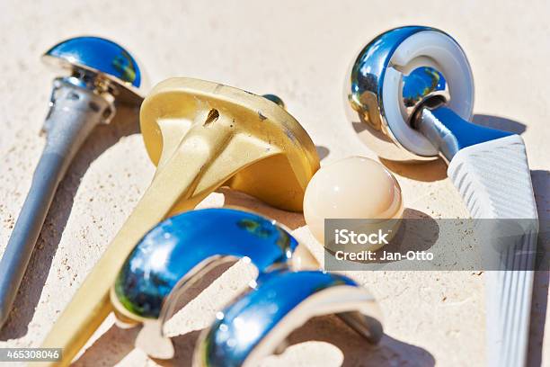 Close Up Of Knee Shoulder And Hip Prosthesis Stock Photo - Download Image Now - Artificial, Hip - Body Part, Joint - Body Part