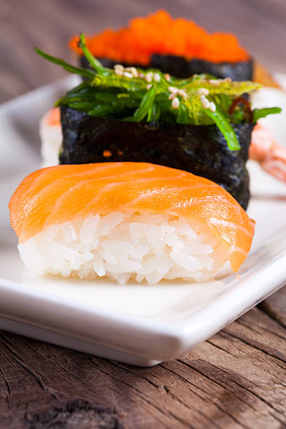 istock fresh sushi on wooden background 465308517
