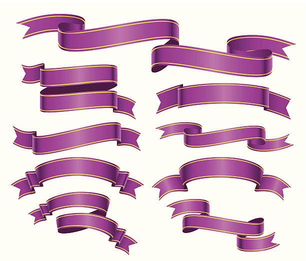 illustrations, cliparts, dessins animés et icônes de les bannières violettes ensemble - curled up decoration ornate design