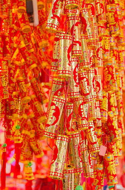 istock fake chinese firecrackers for decoration. 465314379