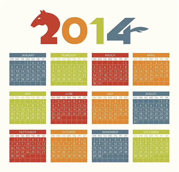 Vector illustration of Calendar 2014