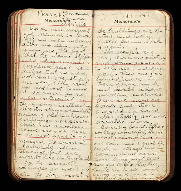 Photo of American WWI Soldier Diary Pages