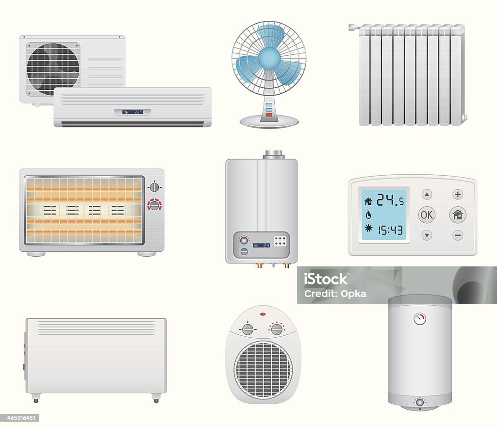 Heating and air conditioning icons Heating and air conditioning icons isolated on white background. Air Conditioner stock vector