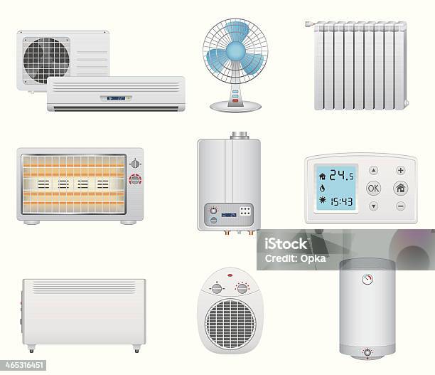 Heating And Air Conditioning Icons Stock Illustration - Download Image Now - Air Conditioner, Appliance, Boiler