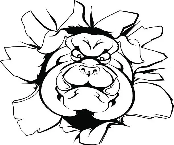 Vector illustration of Bulldog mascot breakthrough