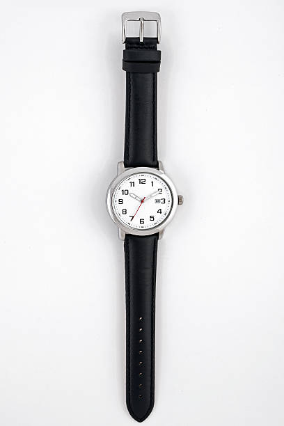mens montre bracelet - watch wristwatch clock hand leather photos et images de collection