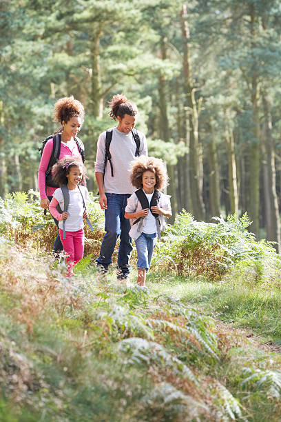 istock Family Group Hiking In Woods Together 465318977