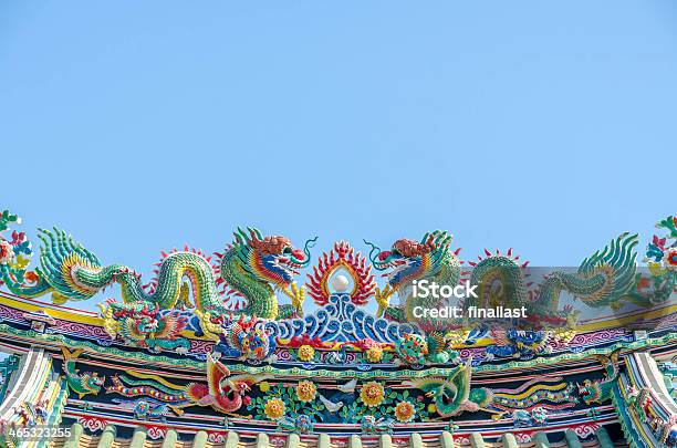 Chinese Temple Roof With Dragon Statue Stock Photo - Download Image Now - Ancient, Animal, Animal Body Part