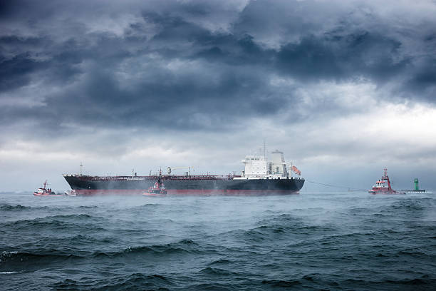 istock Giant ship at sea during a storm 465325561