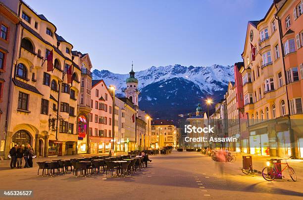 Innsbruck City Center With Snowy Mountains On The Background Stock Photo - Download Image Now