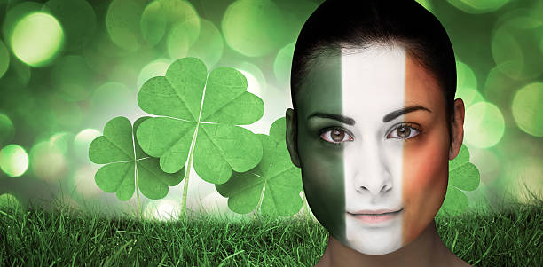 istock Composite image of brunette in irish face paint 465327054