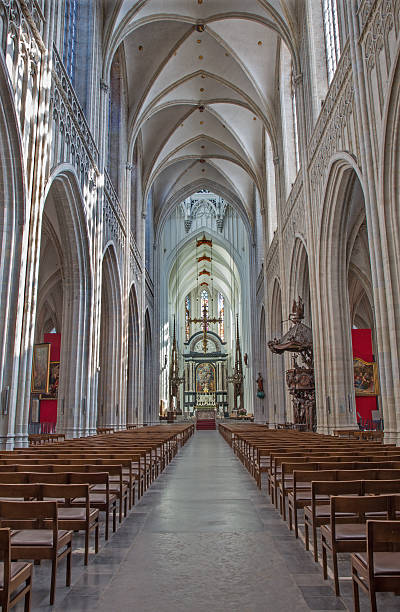 Antwerp - Nave of cathedral of Our Lady on September 5, 2013 in Antwerp, Belgium