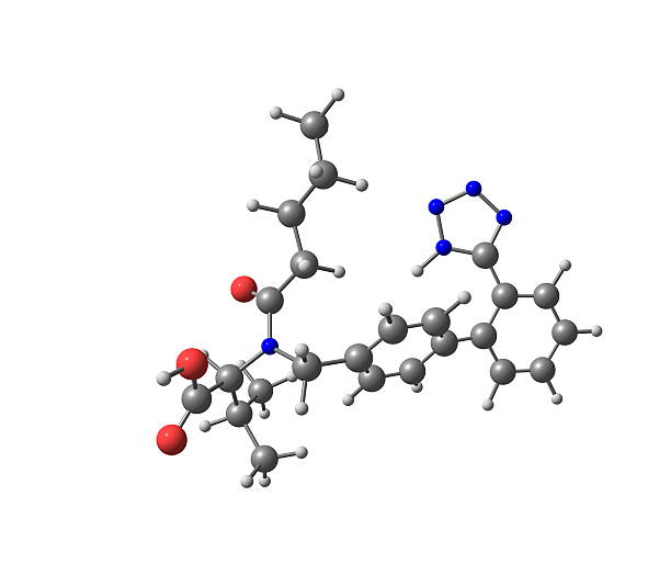 Valsartan molecular model isolated on white stock photo