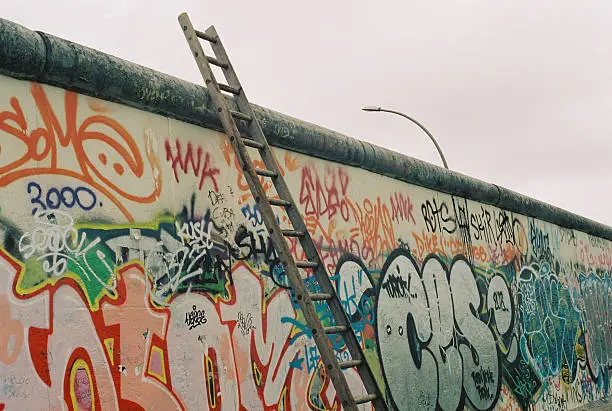 The Berlin Wall a rainy day.