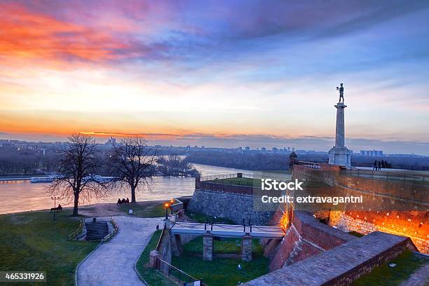 Sunset At Statue Of Victory In Belgrade Serbia Stock Photo - Download Image Now - Belgrade - Serbia, Serbia, Scenics - Nature