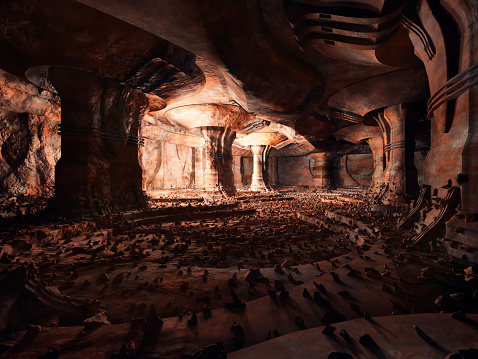 Ancient Martian alien artefacts, cave, chamber, indoor.