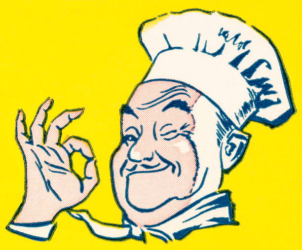 illustrations, cliparts, dessins animés et icônes de le chef - chef men one person cooking