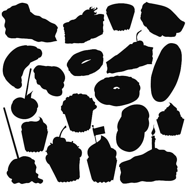 Vector silhouettes of various baking Vector silhouettes of various baking bread silhouettes stock illustrations