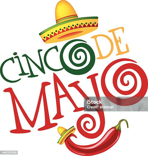 Cinco De Mayo Hand Drawn Lettering Design Stock Illustration - Download Image Now - 2015, Cartoon, Celebration