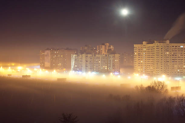 住宅街の夜景 ストックフォト