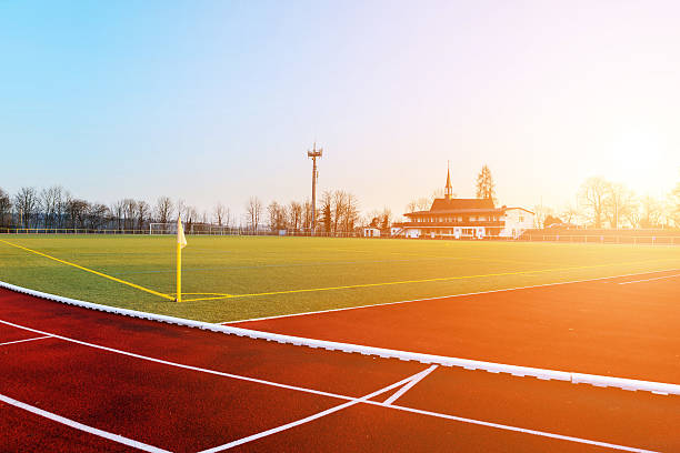 istock Stock image of a running track in the evening 465336330