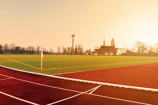 istock Stock image of a running track in the evening 465336342