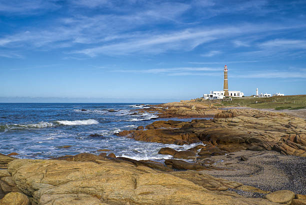 Cape Polonius Picturesque view of a lighthouse standing on the coast in Cabo Polonio cabo polonio stock pictures, royalty-free photos & images