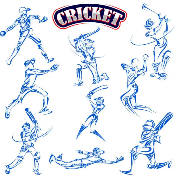 Vector illustration of Cricket player playing with bat