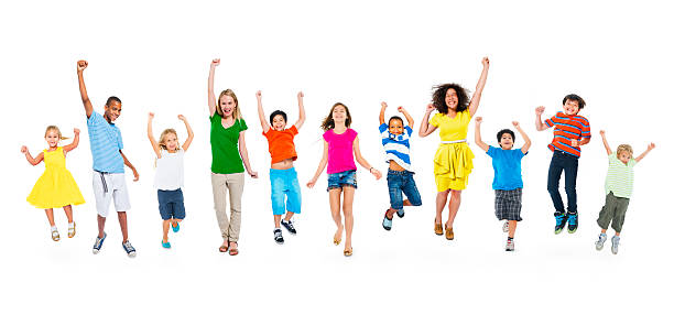 istock Diverse group of children in enthusiastic poses 465347740
