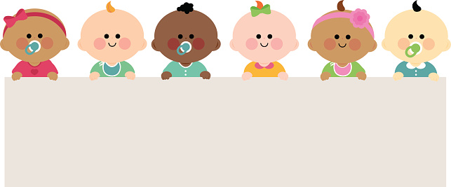 Babies holding horizontal blank banner