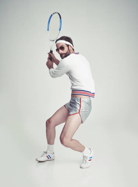 tennis pro - copy space one person vertical 1970s style photos et images de collection