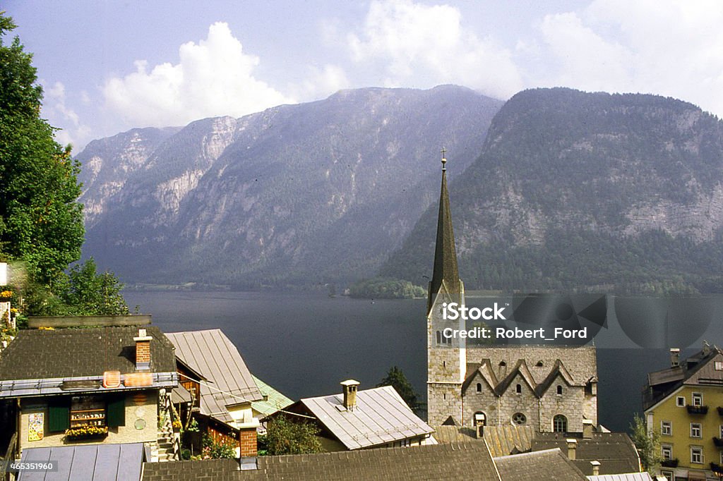 Village of Hallstadt and glacial lake in Alpine Mountains Austria 2015 Stock Photo
